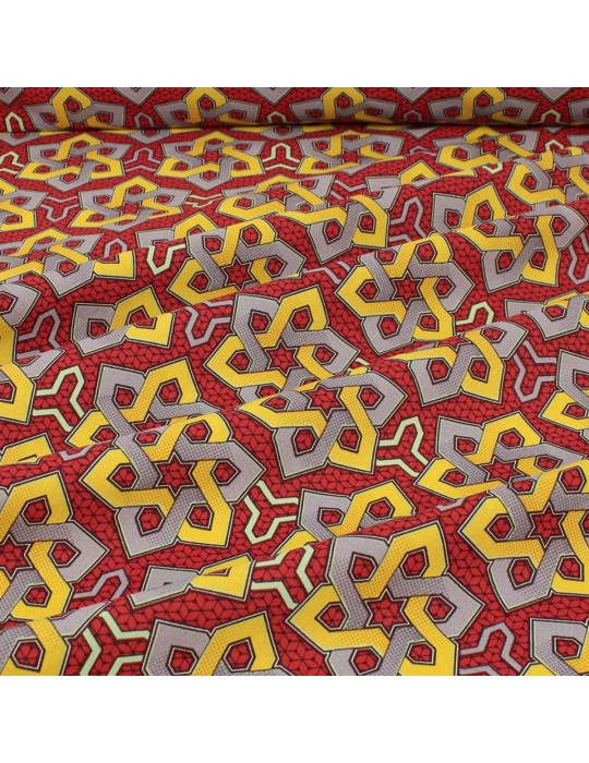 Coupon coton imprimé africain géométrique 50 x 150 cm rouge