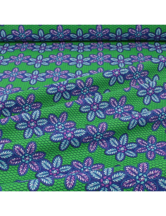 Coupon coton imprimÃ© africain floral 50 x 150 cm vert