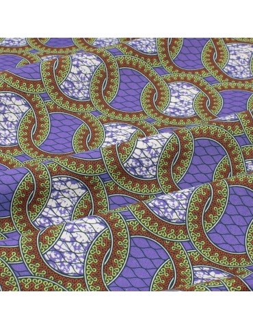 Coupon coton imprimé africain géométrique 50 x 150 cm violet