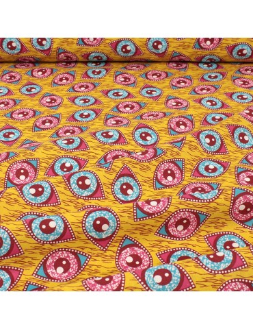 Coupon coton imprimé africain floral 50 x 150 cm orange