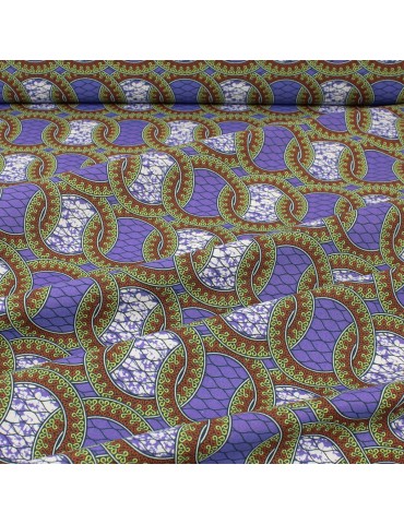Coupon coton imprimé africain géométrique 300 x 150 cm violet