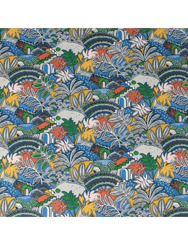 Tissu percale de coton Carthage bleu