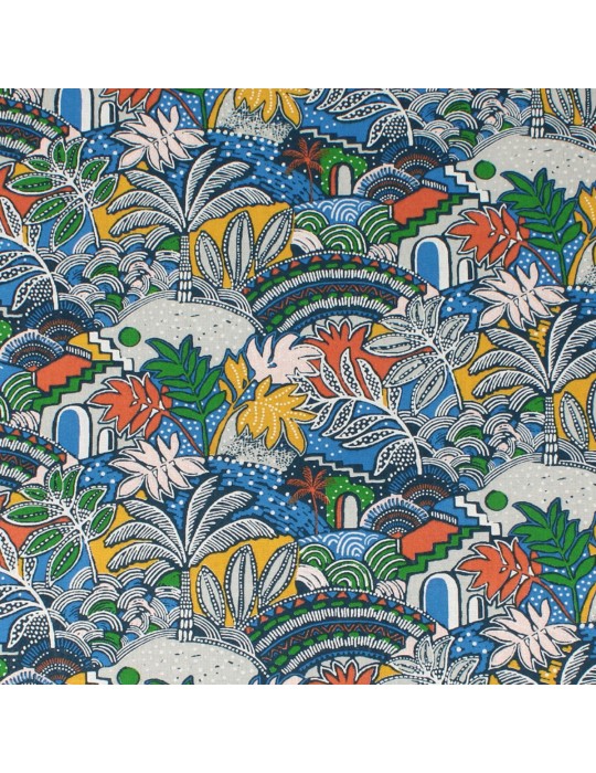 Tissu percale de coton Carthage bleu