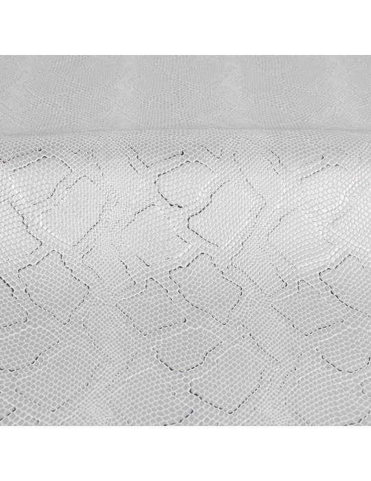 Tissu simili cobra blanc argent