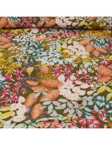 Tissu viscose maelle kaki