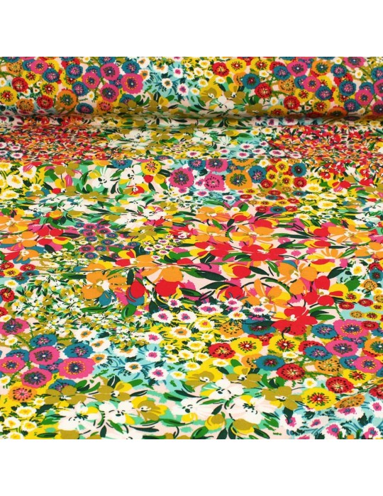 Tissu viscose camomille multicolore