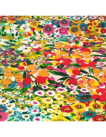 Tissu viscose camomille multicolore