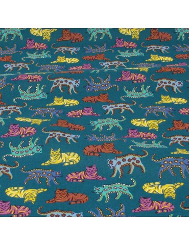 Tissu percale de coton rajah émeraude