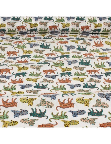 Tissu percale de coton rajah blanc