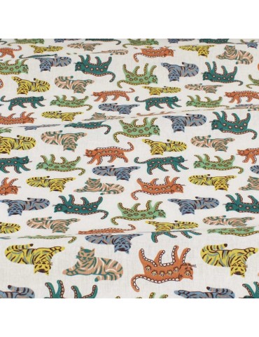 Tissu percale de coton rajah blanc