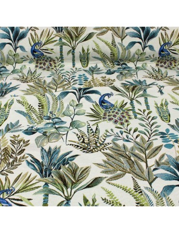 Tissu jacquard végétal blanc