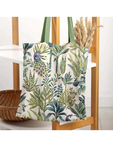 Tissu jacquard végétal blanc