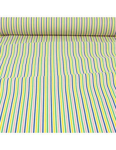 Tissu percale de coton stripe rose