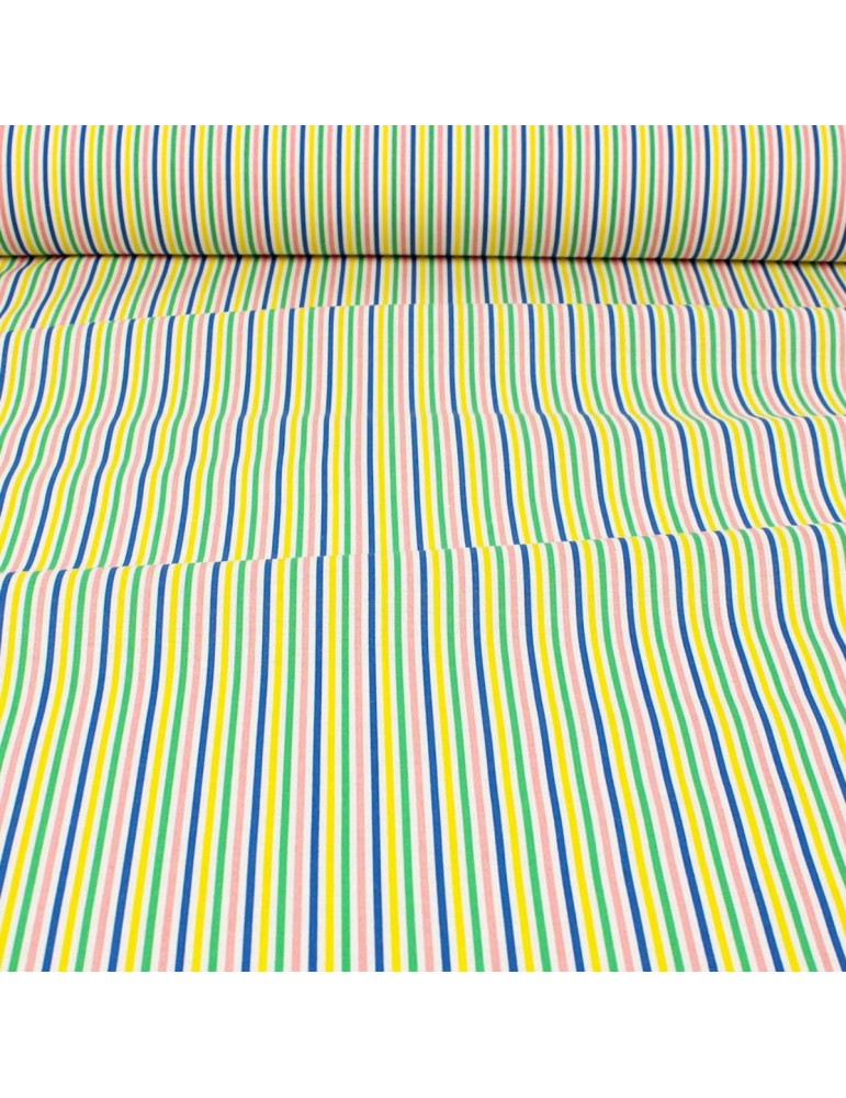 Tissu percale de coton stripe rose