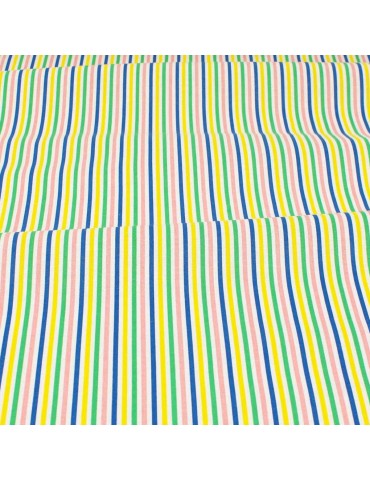 Tissu percale de coton stripe rose