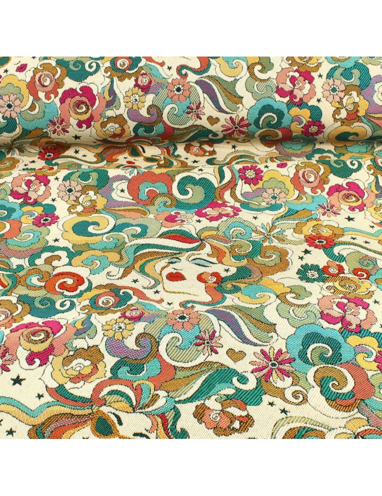 Tissu jacquard Marylou émeraude Tissu jacquard Marylou émeraude