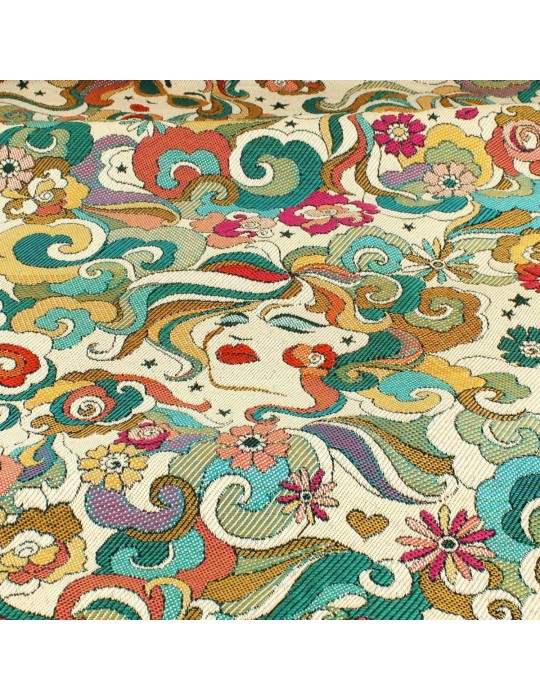 Tissu jacquard Marylou émeraude