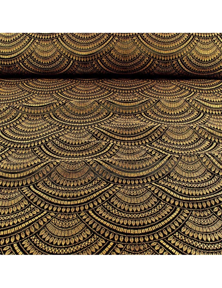 Tissu jacquard or/noir