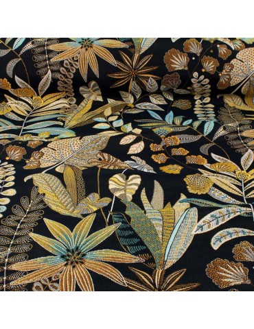 Tissu jacquard floral jouvence noir