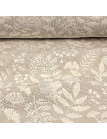 Tissu piqué Végétal beige