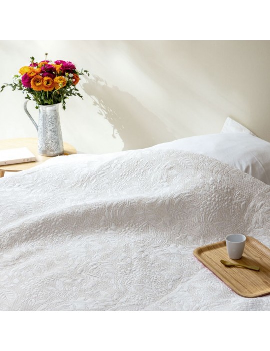 Tissu piqué Végétal beige