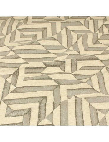 Tissu jacquard géométrique beige