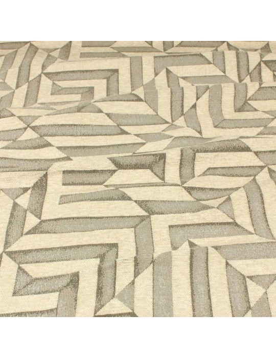 Tissu jacquard géométrique beige