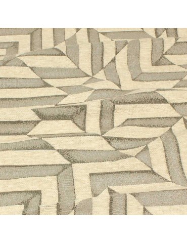 Tissu jacquard géométrique beige