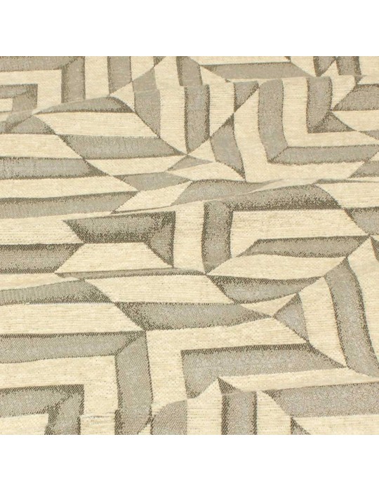 Tissu jacquard géométrique beige