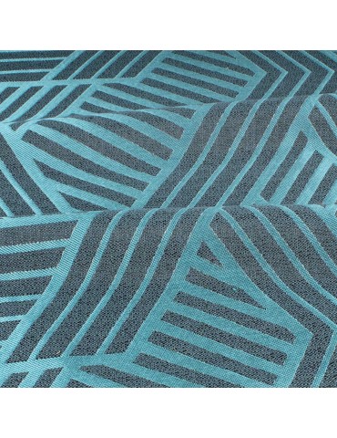 Tissu jacquard géométrique bleu