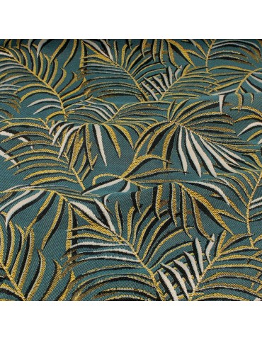 Tissu jacquard végétal émeraude
