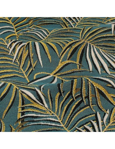 Tissu jacquard végétal émeraude