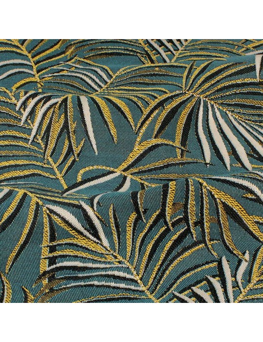Tissu jacquard végétal émeraude