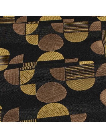 Tissu jacquard géométrique noir/ocre