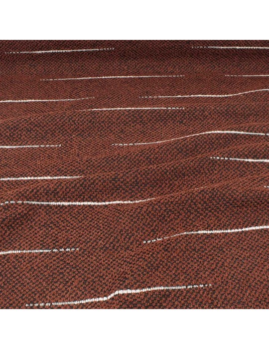Tissu jacquard bouclette/rayé terracotta