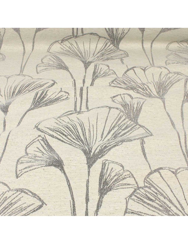 Tissu jacquard végétal écru/gris