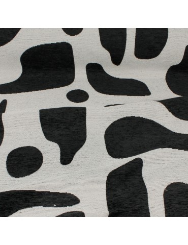Tissu jacquard réversible géométrique blanc/noir