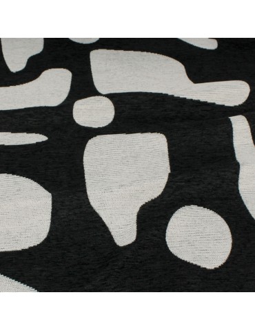 Tissu jacquard réversible géométrique blanc/noir