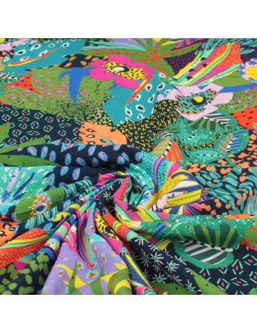 Tissu viscose Jumanji multicolore