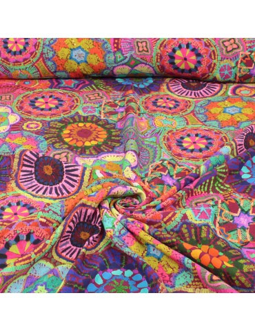 Tissu viscose Rosace fuchsia