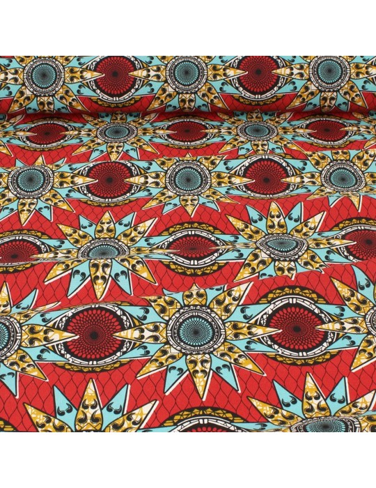 Coupon tissu africain rouge/bleu 300 x 150 cm