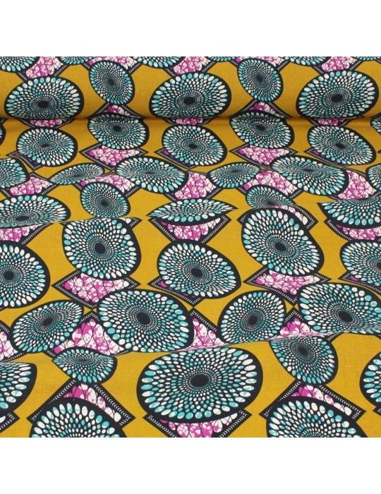 Coupon tissu africain moutarde/violet 300 x 150 cm