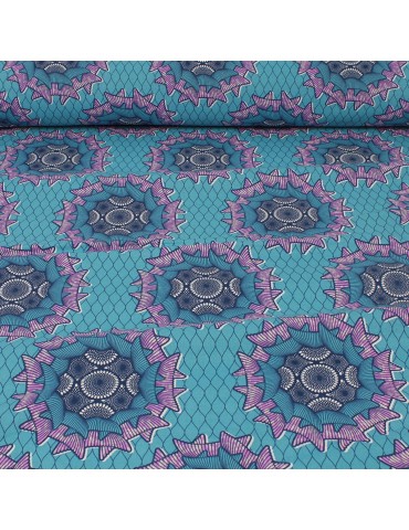 Tissu coton africain bleu