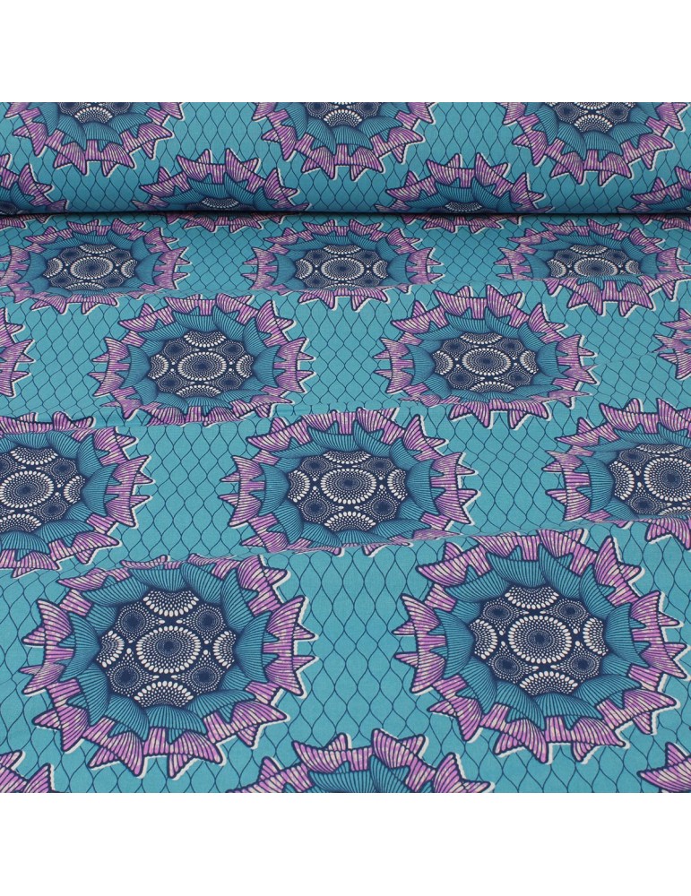 Tissu coton africain bleu