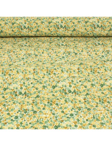 Tissu coton petites fleurs vertes/jaunes