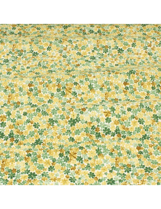 Coupon coton petites fleurs vertes 50 x 150 cm