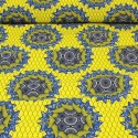 Tissu coton africain jaune/bleu Tissu coton africain jaune/bleu