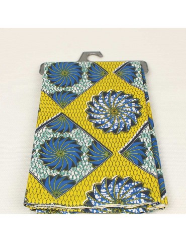 Coupon tissu africain jaune/bleu 300 x 150 cm