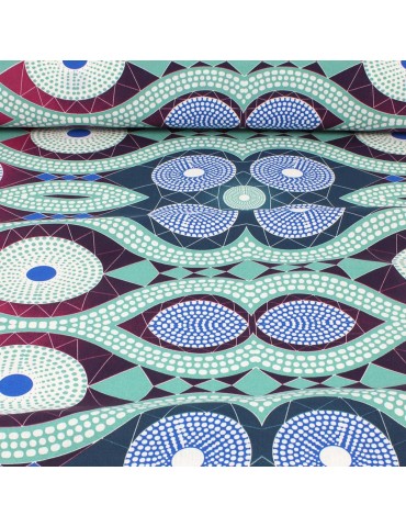Tissu coton africain violet/vert