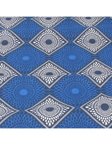 Tissu coton africain bleu/blanc